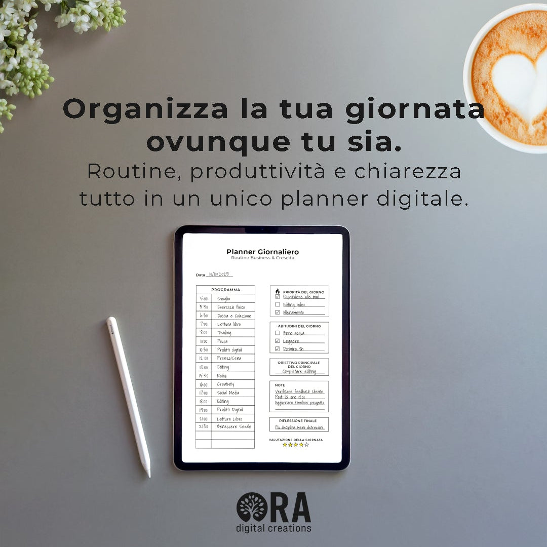 Planner Giornaliero - Business & Growth Routine (A4) – EN / ES / IT